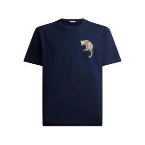 Etro Men Cotton T-Shirt With Leopard Print And Etro Embroidery